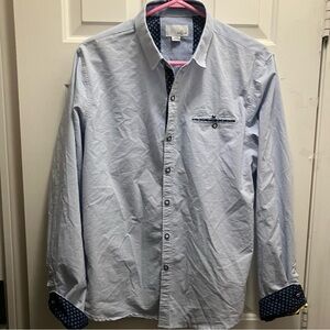 Craft+Flow Shirt Men's Long‎ Sleeve Button Up Flip Cuff Blue Size Medium
